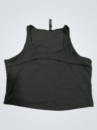 Victoria Sport Black Ribbed Crop Tank Top