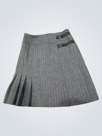 SAN FRANCISCO Grey Pleated Skirt with Buckle Detail