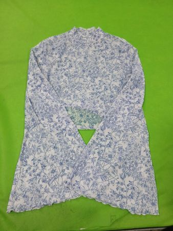 Chemise à manches longues à imprimé floral blanc et bleu