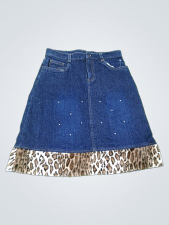 Jupe en denim extensible The Children's Place avec bordure imprimée léopard