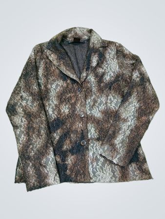 Pleats Collections Women's Brown Lace Print Blazer