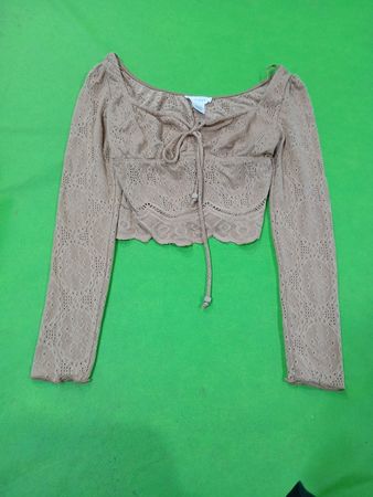 KIRIOUS LOS ANGELES Brown Lace Crop Top