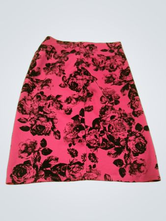 Pink Skirt with Black Floral Print
