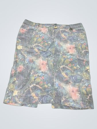 Laura Ashley Floral Print Denim Skirt