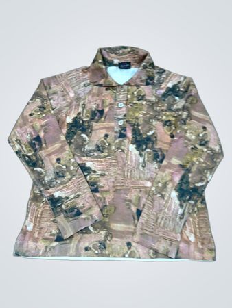 Printed Long Sleeve Polo Shirt