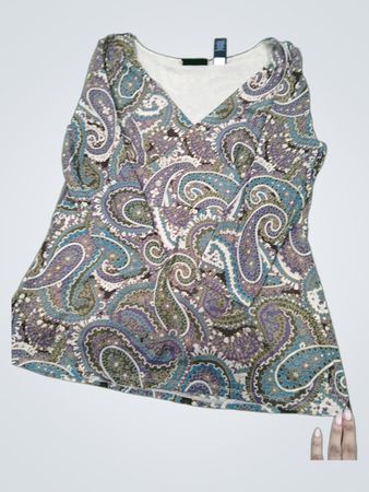 Ratio Paisley Print V-Neck Long Sleeve Top