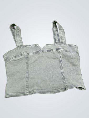 Divided Grey Denim Crop Top