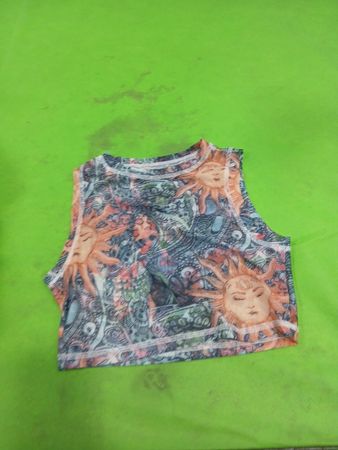 Mesh Sun Print Crop Top