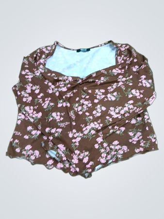 Jolie & Joy By ECSTASY Brown Floral Long Sleeve Top