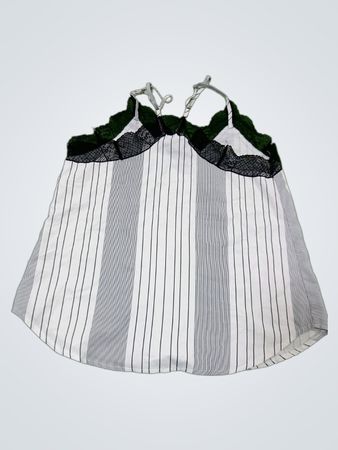 Striped Cami with Black Lace Trim