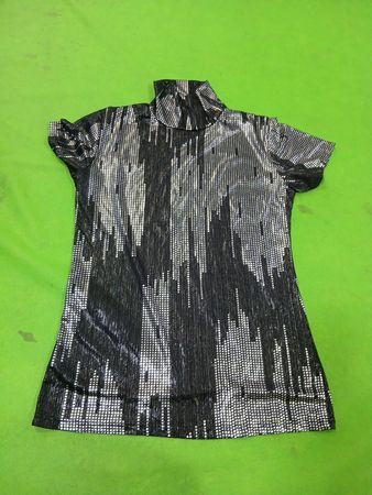 Turtleneck top with metallic print