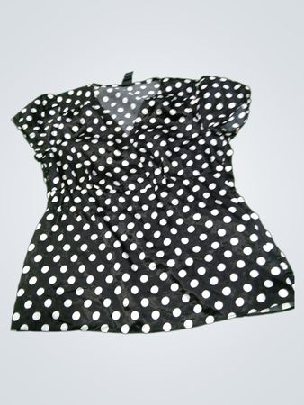 Saint Tropez West Black and White Polka Dot V-Neck Top