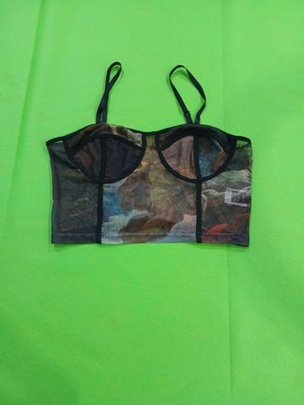 Sheer Corset Top with Art Print