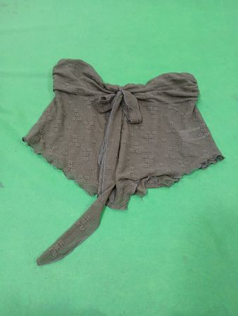 Brown floral print shorts with a tie waist