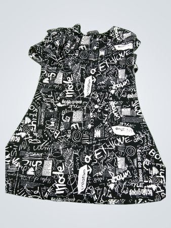 GITANE PRÊT À PORTER Black and White Graphic Print Dress