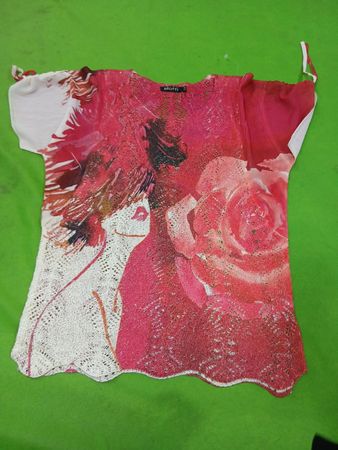Moffi Women's Rose and Woman Graphic Knit Top