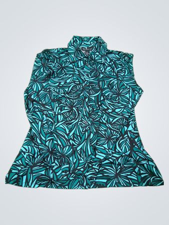 INC International Concepts Damen Grünes Tropenprint Hemd mit Knopfleiste