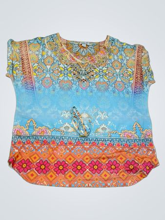 One World Women's "Live Authentically" bedrucktes Tunika-Oberteil