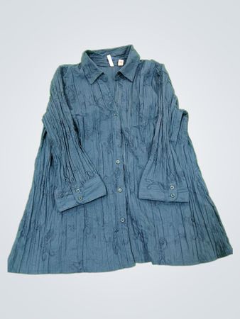 Chemise bleu à boutons et brodée en crêpe pour femmes St. John's Bay
