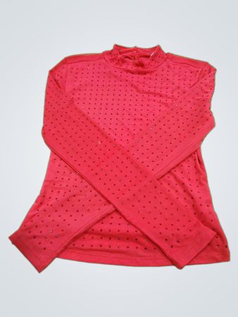 No Boundaries Roter Strass-Halsbedeckung Langarm-Top