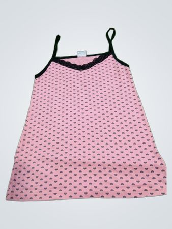 RÜYOM Collection Exclusive Camisole à Imprimé Cœur Rose avec Finition en Dentelle Noire