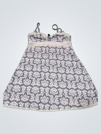 Nuisette en damas gris et blanc