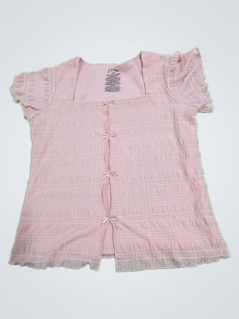 Art Class Pink Textured Top with Bows