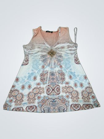 Top à encolure en V sans manches avec motif paisley et embellissements Apt. 9 pour femmes
