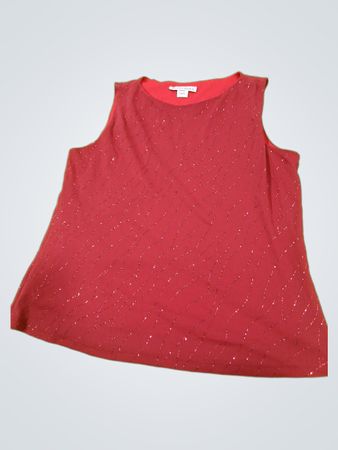 Dressbarn rotes glitzerndes ärmelloses Top