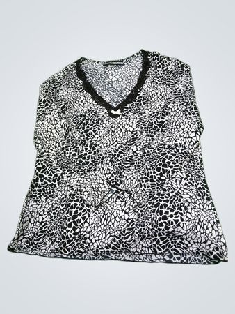 Studio Donatella Damen-Schwarzweiß-Tiermuster V-Ausschnitt Top