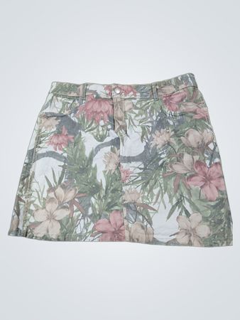 Jeansrock mit Blumenmuster
