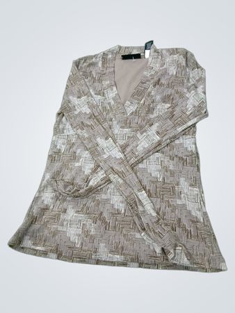 AXCESS a Liz Claiborne Company Damen Langarm bedrucktes V-Ausschnitt Tunika-Oberteil