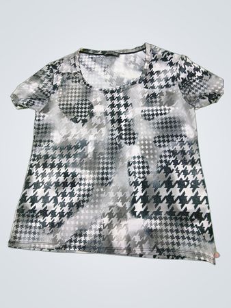 MULTIPLES Kurzarm-T-Shirt mit Hahnentritt-Muster