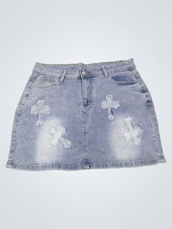 Jeansrock mit Kreuz-Applikationen