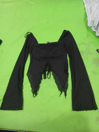 Forever 21 Black Mesh Bell Sleeve Top