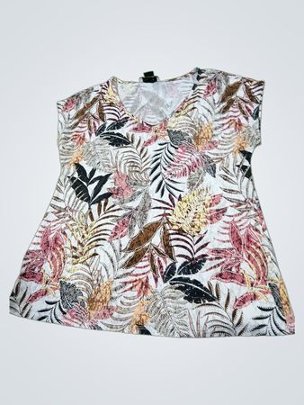 Marie Claire Boutiques Damen T-Shirt mit tropischem Druck und V-Ausschnitt