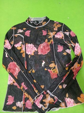 Sweetkama schwarzes florales Netzoberteil