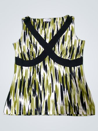 Tahari Petite ärmelloses Top mit abstraktem Muster