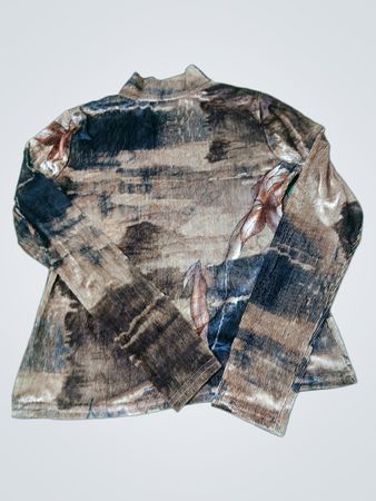 Braun-schwarzes Batik-Langarm-Oberteil