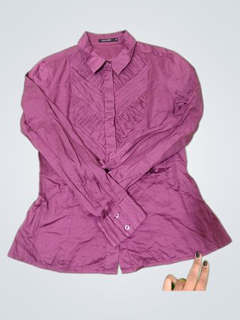 SAVAGE Damen Bluse in Lila, Knopfleiste, Größe 46