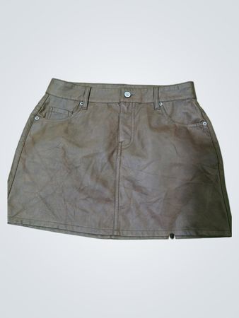 NO BOUNDARIES Brown Faux Leather Mini Skirt