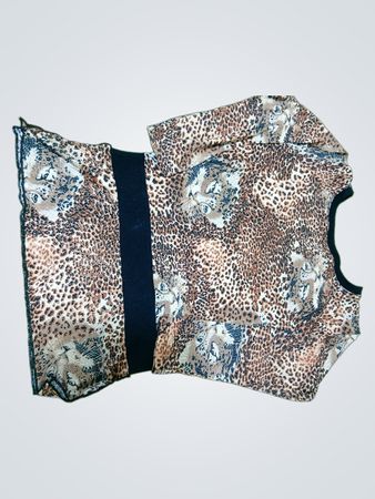 Leopard-Print-Top mit schwarzem Einsatz