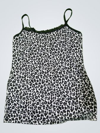 Leoprint-Cami mit Spitzenbesatz