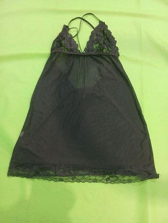 Schwarzes Spitzenbesatz-Chemise