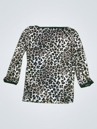 CASCA DELLA SPIGA Langärmliges Oberteil mit Leopardenmuster und verziertem Ausschnitt