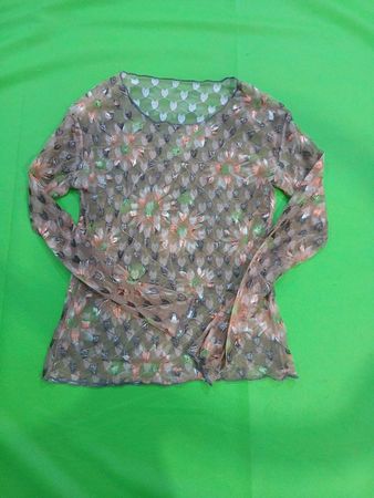 Durchscheinende Mesh-Bluse mit Blumenmuster