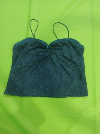 Teal Spitze Bandeau-Oberteil mit Kordelzug-Detail