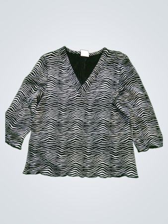 Sash Petite Damen Schwarzes und Weißes Gestreiftes Langarm-Oberteil