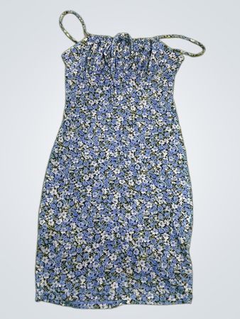 LIZ & SARA Blumenmuster gerafftes Mini-Kleid