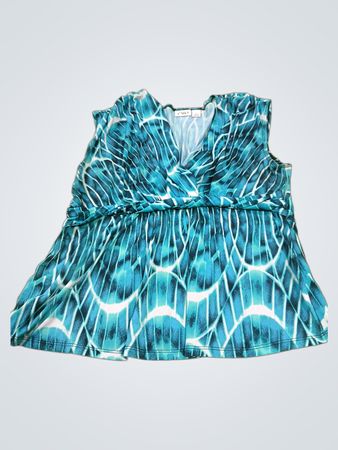 CATO ärmelloses V-Ausschnitt gerafftes Print-Top